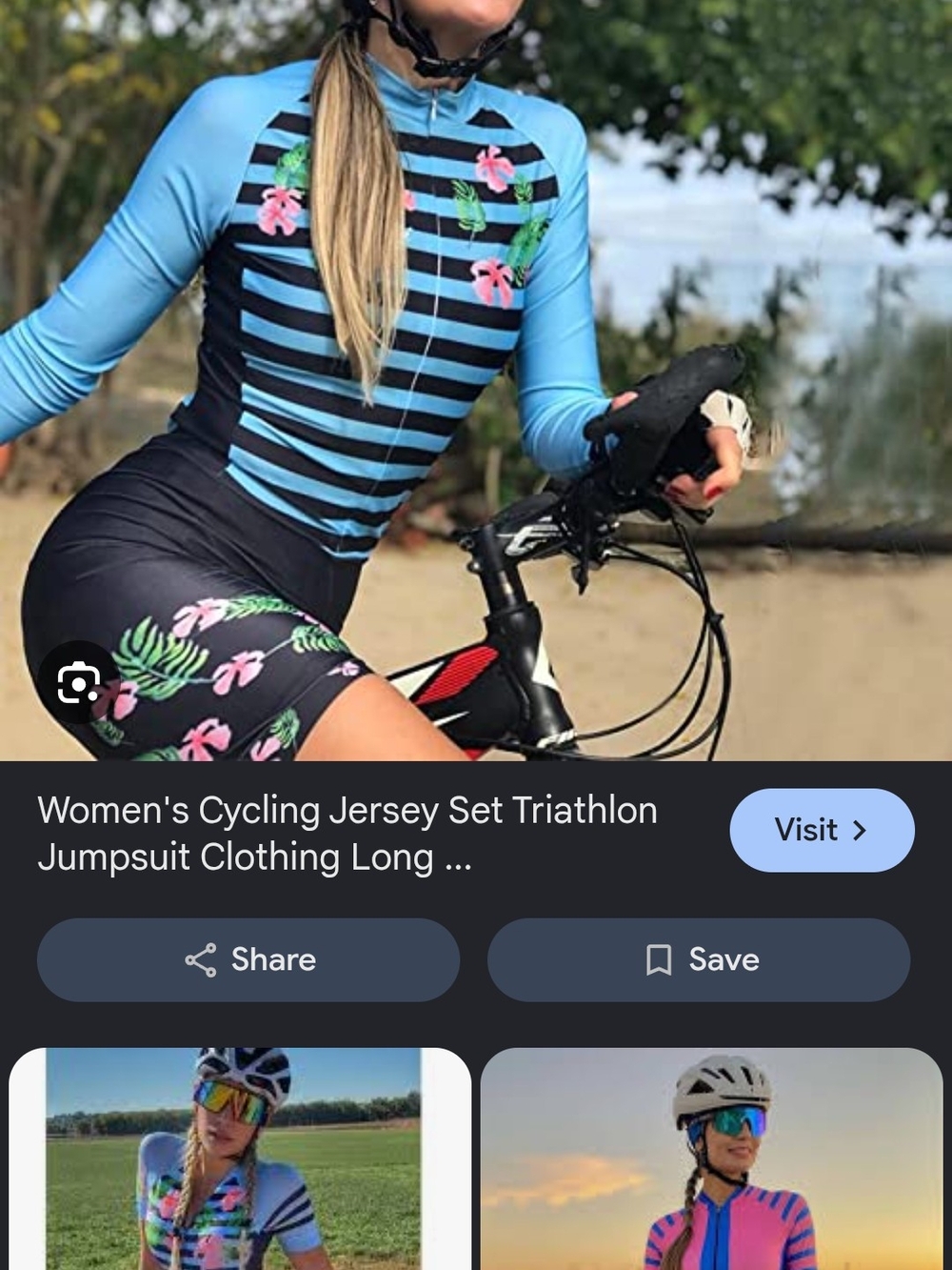 Frenesi Women’s XS Blue/Black Striped Floral Cycling Skinsuit trisuit
